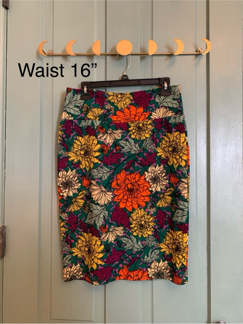 LuLaRoe Green Multi Floral Pencil Skirt